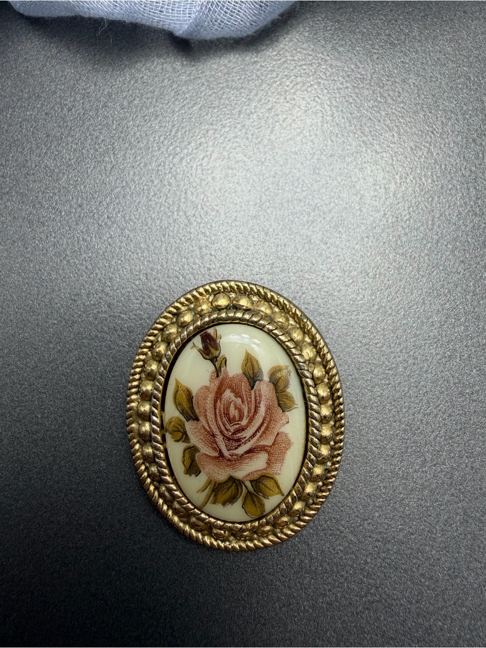 Vintage Floral Cameo scarf Slide #438sc